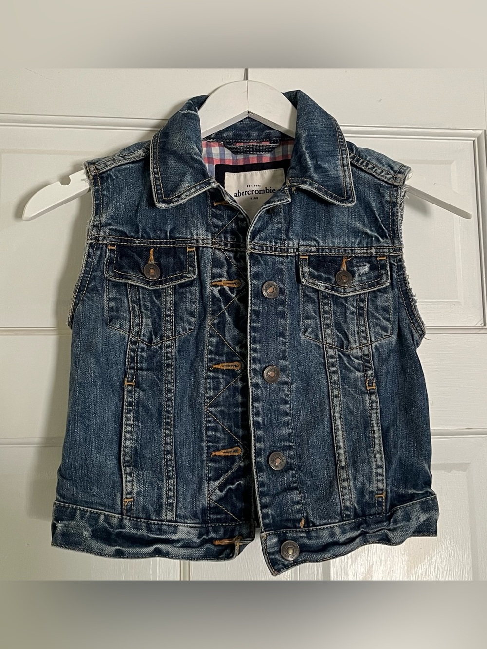 Abercrombie Kids Size L Dark Wash Denim Vest